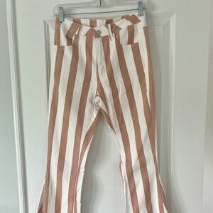 Altar’d State Striped Bell Bottom Jeans Women